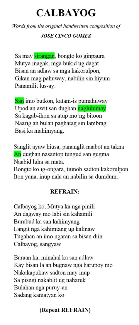 CALAPAN CITY HYMN .